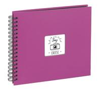 Album photo HAMA traditionnel FINE ART SPIRAL - 50 pages noires + feuillets cristal - 300 photos - Couverture Rose Fushia 36x32cm + fenêtre