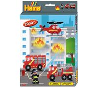 HAMA - Boite Les Pompiers - 2000 perles à repasser taille MIDI et 1 plaque Camion - Loisirs créatifs - Dès 5 ans