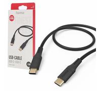 Hama "Flexible Câble USB C vers USB C 1.5M [Plaqué Or] - Câble Charge Rapide, Technologie PD, Transfert Rapide 480 Mbit/s, Câble Silicone, Compatible iPhone Android - Noir