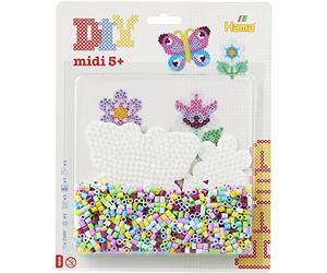 HAMA - Grand Kit sous Blister - 1100 Perles à repasser taille MIDI et 2 plaques (Papillon et Fleur) - Loisirs Créatifs - Dès 5 ans, mixte