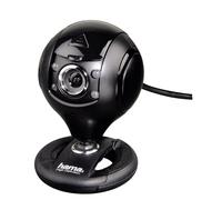 Hama Spy Protect Webcam PC - Qualité Vidéo HD 720p, Microphone Intégré, Eclairage LED, Cache Lentille - Convient pour Les Appels Vidéos - Noir