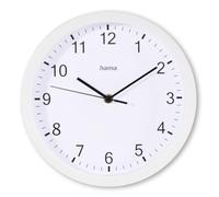 Hama Horloge Murale Elba (Pendule Murale sans tic-tac, Horloge à Quartz silencieuse, Ø 25 cm, Horloge analogique, Aiguilles des Heures, Minutes et Secondes, Couvercle en Verre, Pile Incluse) Blanc