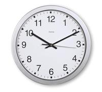 Hama Horloge Murale Majorque (Pendule Murale Ø 30cm, Affichage Grand Format, Horloge à Quartz Analogique, Aiguilles des Heures, Minutes et Secondes, Pile Incluse) Argenté