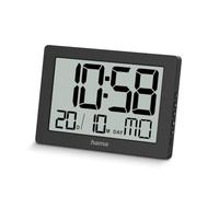 Hama Horloge murale numérique – affichage heures et minutes, calendrier, jour, pied pliable – Noir