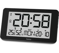 Hama Horloge murale numérique Cuba, horloge radiocommandée avec thermomètre/hygromètre, noir (00222215)