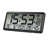 Hama Horloge Murale Numérique Jumbo (Radio-pilotée DCF, Très Grand Format d’Affichage, Affichage XL Heure-Date-température int.-humidité, à Suspendre ou Poser) Noir