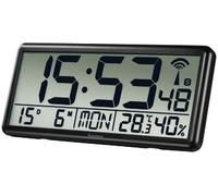 Hama Horloge Murale Numérique Jumbo (Radio-pilotée DCF, Très Grand Format d¿Affichage, Affichage XL Heure-Date-température int.-humidité, à Suspendre ou Poser) Noir