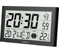 Hama Horloge murale numérique Martinique, Horloge radiopilotée avec thermomètre/hygromètre, Noir (00222217)