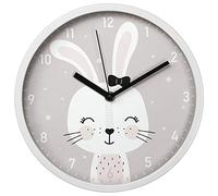 Hama Horloge Murale pour Enfant « Lovely Bunny » sans tic-tac (Horloge Ronde avec Motif Lapin, Horloge Murale à Quartz à Piles, avec trotteuse, pour Chambre d'enfant, idéale comme Horloge