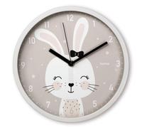 Hama Horloge Murale pour Enfant (Pendule Murale sans tic-tac, Horloge à Quartz silencieuse, Ø 25 cm, Horloge analogique, Aiguilles des Heures, Minutes et Secondes, Motif Lapin, Pile Incluse) Gris