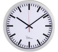 Horloge murale radio-pilotée DCF "Bahnhof", argent