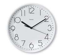 Hama Horloge Murale Salina (Pendule sans tic-tac, Horloge à Quartz silencieuse, Ø 22 cm, Grands Chiffres, Analogique, Aiguilles des Heures Minutes et Secondes, Pile Incluse) Blanc