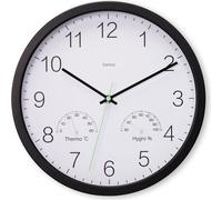 HAMA Horloge murale "Santorini", sans tic-tac, avec thermo- et hygromètre, Ø 30cm, noir (00185885)