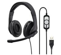 Hama Casque micro HS-USB300 supra-auriculaire filaire stéréo volume réglable mise en sourdine, Noir