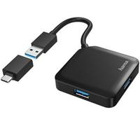 Hama Hub USB 4 ports USB 3.2 Gen1 5 Gbit/s avec adaptateur USB-C métal noir