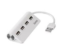 Hama Hub USB, 4 Ports, USB 2.0, 480 Mbit/s, Métal, Garantie 10 Ans, Blanc