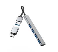 Hama Hub USB 4 ports, USB 3.2 Gen1 5 Gbit/s, Ultra slim avec adaptateur USB-C, garantie 30 ans, gris