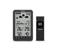 Hama Ko Samui Noir - Station Météo avec Capteur Extérieur, Baromètre/Hygromètre/Thermomètre, DCF, LCD Monochrome, Alimentation Batterie AAA