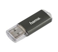 Hama Clé USB 2.0 "Laeta, 16 GB (Transfert de données à 10 Mo/s, clé USB avec Anneau œillet, Capuchon de Verrouillage, pour Windows/Macbook, en métal) Gris