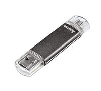 Hama Laeta Twin Clé USB 2.0 - Flash Drive 128 Go, Vitesse jusqu'à 15 Mo/s, Clef avec connecteurs USB A & Micro USB, pour PC/Mac/Tablette et Smartphone - Grise