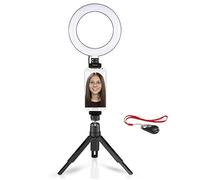 Hama Lampe annulaire Ringlight LED 'SpotLight Work Area 67' (pour Smartphone/Tablette, support lumineux, idéal pour les vlogers, tiktok, instagram, facebook, Youtube) Noir