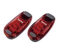 Hama Lampes LED de sécurité à pince (à 2 LED, ampoule rouge, fonctionnement sur piles, voyant fixe et clignotant, idéal pour les joggeurs, les écoliers, les cyclistes, ensemble 2 pièces) Rouge/Noir