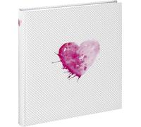 Hama Album photo vierge "Lazise" (album photo traditionnel 29 cm x 32 cm, 50 pages blanches, pour 250 photos 10 cm x 15 cm, format maximum 28 cm x 31 cm) Rose/Noir/Blanc