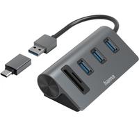 Hama Hub USB 5 ports (3×USB‑A, SD/microSD) Gris – Adaptateur USB‑A – Garantie 10 ans