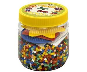 Hama - Loisirs Créatifs - Pot 4000 Perles à Repasser + 3 Plaques - Taille Midi