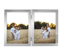 Hama Lot de 2 cadres photo, 10 x 15 cm, pour portrait, format portrait, paysage, à suspendre, double cadre, 2 formats d'image 10 x 15 cm, argent