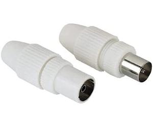 Hama lot de 2 Fiches d’antenne coaxiale TV (Diam 9.52mm, 1 Mâle+1 Femelle), Blanc