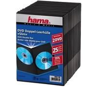 Hama Boîtier DVD slim double – Ultra mince, feuille, pour DVD/CD/Blu‑ray – Lot 25 Noir/transparent