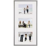 Hama Cadre-galerie photo en plastique "Madrid" (taille de cadre de 23 cm x 45 cm, taille de la photo de 10 cm x 15 cm, 3 photos par cadre, à accrocher, à accrocher, élégant, simple, classique) Argent