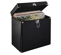 Hama Mallette pour vinyles LP 50 – Aspect alu, 50 disques, verrouillable – Noire