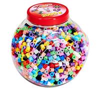 Hama – Perles à repasser maxi – Pot plastique – 2000 perles – Couvercle bleu