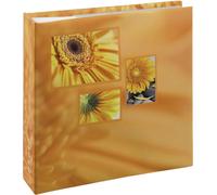 Hama Album Photos Mémo Singo (Livre Photo 100 Pages Blanches avec Pochettes pour 200 Photos 10x15 cm, Album Photos Souvenirs 22,5x22 cm, Range CD, Zone Mémo, Album Traditionnel Motif Fleurs) Orange