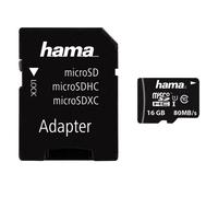 Hama Carte mémoire Photo (Micro SDHC pour Photo/Classe 10, 16 GB - 80 MB/s, Adaptateur Photo) Noir