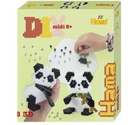 Hama Coffret perles à repasser Panda 3D MIDI – env. 2500 perles avec 1 plaque hexagonale n°276
