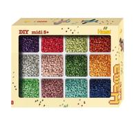 HAMA - perles à repasser avec rangement | env. 9600 perles en 12 couleurs assorties | plateau de rangement avec couvercle | loisirs créatifs et mosaïques pour enfants