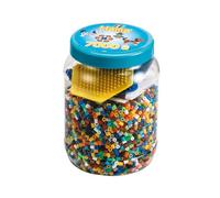 HAMA - Pot de 7000 perles à repasser taille MIDI avec 2 plaques (Hexagonale et Chien) - Loisirs créatifs - Mixte