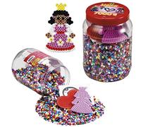 Pot de 7000 Perles et 2 petites plaques princesses et cœur Hama