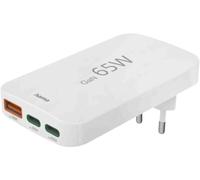 Hama mini adaptateur secteur plat rapide 2x USB-C, USB-A 65W - Blanc
