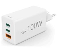 Hama Chargeur USB rapide mini GaN 2x USB-C 1x USB-A PD 100 W Blanc