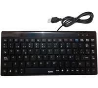 Hama Mini Clavier Bureau avec câble Réglage d'inclinaison, prise USB type A, 88 touches, touches plates, Noir