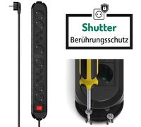 Hama Multiprise 10 prises avec interrupteur 16A/3680W – montage mural 1,5 m noir