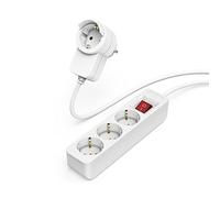 Multiprise, 3 prises, interrupteur, prise suppl., 1,4 m, blanc