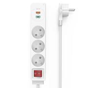 Hama Multiprise 3 Prises, 1 Port USB-C, 1 Port USB-A, Interrupteur (Bloc multiprise idéal Economie d'Energie, Power Delivery Fast Charge, Cable 1.4m pour Smartphone, Maison, Bureau, 3680W) Blanc