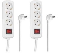 Hama Multiprise 3 Prises 16A avec Interrupteur (Rallonge multiprises 3m, Bloc 3 Prises Type F Schuko, Idéal Bureau PC luminaires, Atelier, Meuble TV, Garage) Blanc (Lot de 2)