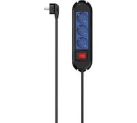 HAMA multiprise, 3x, interrupteur, montage mural, 1,5 m, noir/bleu (00223043)
