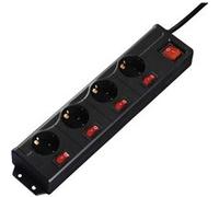 Hama Multiprise 4 Prises 16A avec Interrupteur individuel (Rallonge multiprises 1.4m, Bloc 4 prises Type F Schuko, Idéal Bureau PC luminaires, Atelier, Meuble TV, Garage )Noir